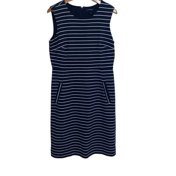 Lands End Navy Blue and White Dress Nautical Preppy Vacation Resort Cruise Sz 6 - Picture 7 of 12